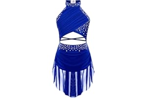 YiZYiF Vestito da Balletto Bambina Costume di Danza Senza Maniche Abito da Ballo Lirico Contemporaneo Body da Ginnastica Vestito Pattinaggio Artistico