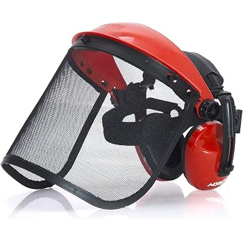 Casque Sécurité Vobumix Pour Tronçonneuse Et Débroussailleuse - Orange - Protection Visière Maille