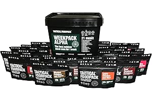 SAVE & PROTECT TRADING Tactical Foodpack Weekpack Alpha - Comida militar Raciones Emergencia - 21 comidas para 1 semana - 41336 kJ / 9874 kcal - Consumir antes de 2030 - Comida supervivencia militar al aire libre