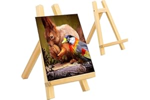 NERISSA 2 Pcs Wooden Mini Easel Tabletop Display Easel, Small Artist Painting Holder Stand Desktop Triangle Easels A-Frame Studio Easel for Calendar , Exhibition, Drawing, Sketching, Weddings - 28 x 18cm