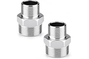 QZKJQDD 2 st dubbelnippel i rostfritt stål 1/2 tum AG x 3/8 tum AG, reducerare 1/2 till 3/8 yttergänga, adapter 1/2 till 3/8