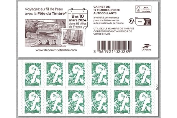 Carnet de 12 Timbres Lettre Verte Marianne – Autocollants – Validité Permanente – France – Timbres Poste Officiels
