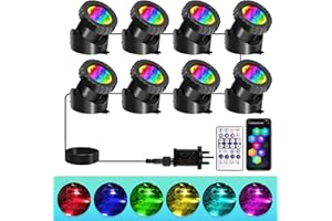 T-SUNUS 8-in-1 Pond Lights Mains Powered with APP/Remote Control Multi-Lighting Mode Submersible Lights IP68 Underwater Lights for Swimming Pool Fish Tank Fountain Pond Wall Decoration