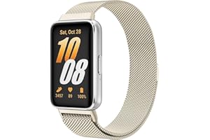 Yisica Metal Stainless Steel Loop for Samsung Galaxy Fit 3 Strap Women Men, Adjustable Comfortable Magnetic Milanese Mesh Replacement Strap for Samsung Galaxy Fit 3