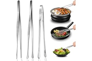 LUOJINYI Lot de 3 pinces de cuisine professionnelles en acier inoxydable - Pour la cuisine, les barbecues, la cuisine, les fêtes de famille - 30 cm et 28 cm
