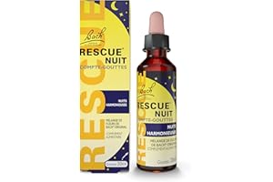 RESCUE NUIT - Compte-Gouttes - Mélange de 6 Fleurs de Bach Original - Nuits sereines & Se coucher avec l'esprit léger - Pensées obsédantes, cogitations - Naturel - 20ml
