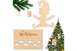 zykssy Wichtelschablone Fußabdrücke，Weihnachten Wichtel Schablone ，Wichteltür Zubehör ，Weihnachten Wichtel Fußabdruck Schablone,Wichtel Zubehör，Holz Fußabdruck Schablonen Malerei Schablonen.