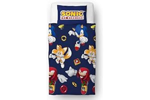 Sonic The Hedgehog, set copripiumino per letto singolo ufficiale con design Jump reversibile su 2 lati, con federa coordinata, set da letto singolo da gioco di Character World Brands | policotone