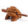 Aussel Guiro Wooden Tone Block with Beater Frog Design, Musical Instrument
