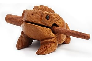Aussel Guiro Coassement Grenouille en bois avec un maillet, Instrument de musique Bloc sonore, instrument de percussion du commerce équitable (10.5CM)