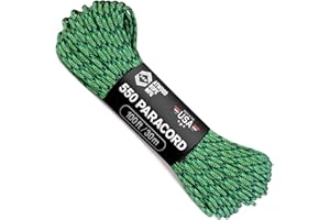 Atwood Rope MFG 550 Paracord 100 Feet 7-Strand Core Nylon Parachute Cord Outside Survival Gear Made in USA | Lanyards, Bracelets, Handle Wraps, Keychain (Deep Forest)