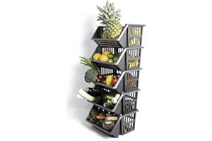 VR7 New Stackable Storage Drawers for Kitchen, Pantry, and Bathroom - Portable & Space-Saving Stacking Baskets Storage: Length 36cm x Depth 30cm x Height 17.5cm (Grey, 5 racks)