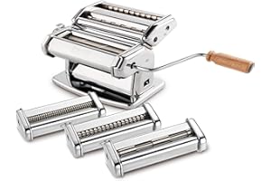 Imperia La Fabbrica della Pasta Ligne Gourmet. Coffret cadeau machine à pâtes avec accessoires. Fabriqué en Italie. Kit composé d'une machine à pâtes fraîches et trois coupes-pâtes réglables