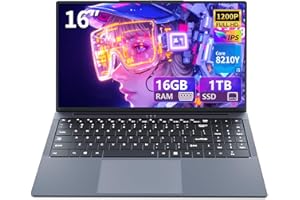 MOACRETO 16" Portatile PC Core i5-8210Y, Notebook 16 GB RAM SSD 1 TB, Laptop con display 1920x1200 FHD, Win11 Pro, RJ45, Type-C, USB 3.0, Wi-Fi, BT5.0, tastiera digitale retroilluminata Computer portatile