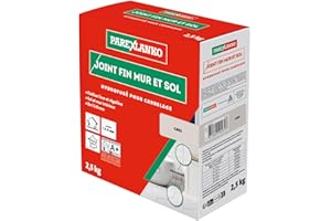 PAREXLANKO - Joint Fin Mur et Sol - Gris - Joint en Poudre Hydrofugé pour Carrelage (1 à 6 mm) - Intérieur - Adapté aux Pièces Humides - 2,5 kg