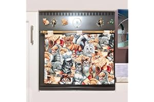 MAGIE DI CASA Copri Forno e fornelli Cucina Stoffa Copriforno Cucina Universale in Tessuto gobeline - Copriforno Primavera - Made in Italy (Gatti)