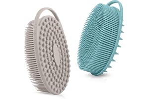 RAMPULA Silicone Body Scrubber – Dual-Sided Silicone Loofah for Shower, Set of 2 Soft Exfoliating Body Bath Shower Scrubber Loofah Brush Easy-to-Clean for Sensitive Kids Women Men All Kinds of Skin
