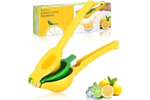 ‎WONSEFOO WONSEFOO Zitronenpresse, Limettenpresse, 2-in-1 Aluminiumlegierung Manuelle Saftpresse, Handpresse Entsafter, Handentsafter für Zitronensaft, Limettensaft usw, Anti-Ätzmittel, Spülmaschinenfest, gelb