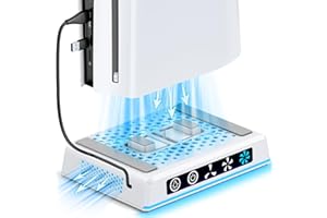 OIVO VGA DESIGN Support de Refroidissement PS5 avec Lumière Ambiente, Ventilateur à Vitesse Réglable 3 Niveaux Compatible avec PS5 Original/ PS5 Slim/ PS5 Pro (Disc & Digital), Câble USB-C/USB-A Inclus