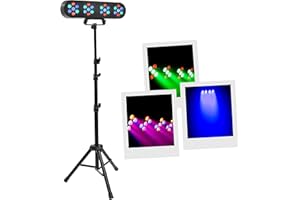 BOOMTONEDJ BoomTone DJ D-Tiene Jeu de lumières multicolore Disco Club DJ, 28 LED RGB de 1W, Dimmer, Kit complet avec support. Réglable en hauteur. Programmes automatiques, détection sonore, télécommande fournie.