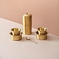 veda essentials. Filter Coffee Brewer with Dabra Set with spoon | Filter Coffee Combo Set | Brass | Traditional South Indian Coffee