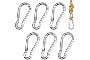 SRLWMYI Set Di 6 Moschettoni in Acciaio Portachiavi Inox 304 Chiusura a Molla Capacità 165 Kg Multiuso Anelli Portachiavi Acciaio Inox per Outdoor, Indoor E Fai-Da-Te Resistenti Alla Corrosione