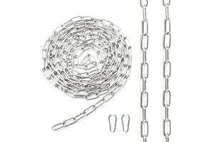 Ziamzra Chaine Acier Inoxydable 304 Chainette 5 M 2 mm Chaine Acier Metal Chaine Maillon Chaine Antivol Chaines Attache pour Chaine Chien Hamac Clôture Chaine de Levage Chaine Antivol Chaine Pluie
