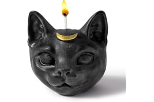 GwaOery Cat Scented Candle, Witch Black Cat Pine Scented Natural Soy Wax Candle with Moon on Forehead Novelty Birthday Party Gift Decor for Living Room