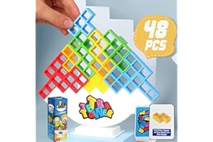 GENERIC 48 Pcs tetra tower balance game toy for Kids, Adults & Family, Balancing Blocks Board Games Stacking Fun Toy for Children, Teens, Adults, Friends, Parties