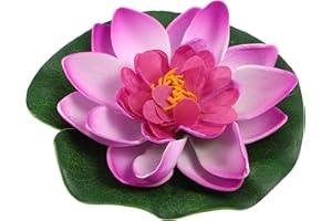VOCOSTE 1pcs Artificial Floating Lotus Flower, Artificial Lotus Flower for Garden Ponds Pool Decoration, Purple, 3.9"