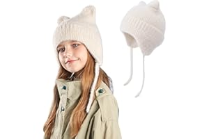 AYPOW Carino Orecchie di Gatto Caldo Berretto a Maglia per Bambini 3 ai 12 Anni, Invernale Copriorecchie Cappello, Morbido Delicato sulla Pelle Antivento Elastici Cappelli Beanie per Ragazzi Ragazze