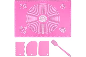 Annhao Tappetino da Forno in Silicone (70x50cm), Grande Stuoia di Rolling della Pasticceria del Silicone, Spianatoia per impastare, Riutilizzabile, Antiaderente, Resistente al Calore, Antiscivolo,Rosa