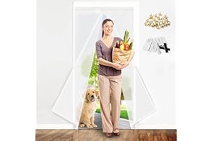 YAOJI Doors Screen Fly Screens for Doors,90 * 210cm(35.4"x82.7") Magnetic Door Fly Screen Curtain,Door Screens for Keeping Out Flies,Magnet Silent Closure, No Punching