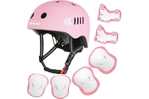 KAMUGO Casque Velo Enfant Ensemble, Casque pour Enfants pour garçons et Filles de 2 à 8 Ans, avec Un Ensemble d'équipement de Protection, Convient aux Scooters vélos Patins à roulettes