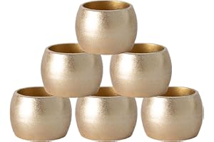 Argon Tableware Metallic Napkin Rings - Gold - 4.5cm - Pack of 6 - Metallic Finish Reusable Dining Table Setting Napkin Buckle Holder for Christmas, Party Celebrations, Restaurant Tableware Decor