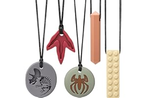 Collier sensoriel à mâcher CLDY pour l'autisme et le TDAH – Lot de 5 jouets à mâcher en silicone de qualité alimentaire pour enfants, anneau de dentition buccal sans BPA pour garçons et filles