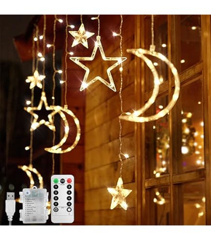 Décorations De Bannière De Ramadan Mubarak Bleu Et Or Décorations De Ramadan Kareem Pour La Maison Guirlande Eid Mubarak Avec Lumières De Lune Et D'étoiles Pour L'islam Musulman Fournitures De Ramadan