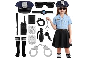 Alaoo Poliskostym Flickor, Deluxe Rollspelsset | Lyxigt poliskostymset med matchande utrustning, perfekt för cosplay, Hallowe