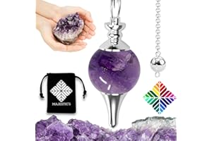 Majestic's Pendule divinatoire de Radiesthésie en AMETHYSTE – Pendule Sephoroton en Pierre d’Améthyste Naturelle – 14 GR [𝐆𝐀𝐑𝐀𝐍𝐓𝐈𝐄 𝐀 𝐕𝐈𝐄]