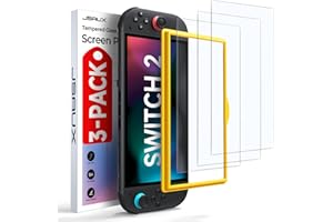 JSAUX 3-Pack Protective Glass for Nintendo Switch 2 (2025), Easy Installation with Mounting Frame, Ultra HD Screen Protector with 9H Hardness, Scratch Resistant, Full Screen Cover