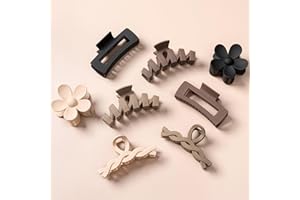 HBselect 8 Pezzi Mollette Capelli Donna, Pinze per Capelli per Capelli Spessi, Antiscivolo, Colori Neutri Mollettone Capelli Donna di Artiglio per Capelli, Ideale per le Donne e Ragazze