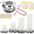 JEMESI Kit per Fare Candele, Fabbricazione Candele Kit con 200 Stoppini per Candele, 200 Adesivi per Stoppino, 2 Porta Stoppi