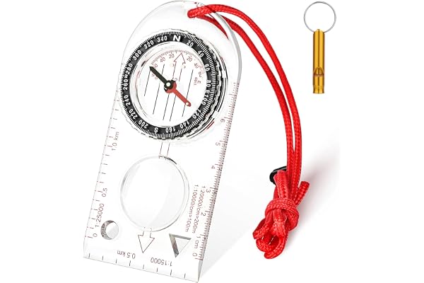 Flintronic Boussole de Navigation, Boussole d'orientation avec Fonction Lumineuse, Boussoles Randonnée, étanche, avec Déclinaison Réglable, pour Lecture Carte Expédition Navigation Course Orientation