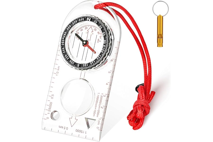 Flintronic Navigation Compass, Hiking Compass with Luminous Function, Waterproof Pocket Compass for Expedition Map Reading, Navigation, Orienteering and Survival