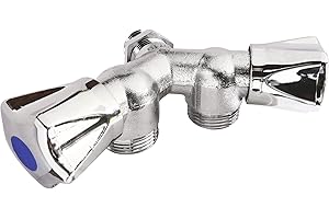 SOMATHERM FOR YOU Double Y-Shaped Tap Chrome - 15/21 Inlet, 20/27 Outlet, Locking Nut, 4 Ports, Metal Body, Y-Shaped Valve