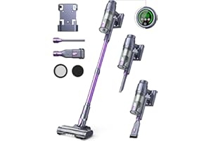 ‎MIUZZY MIUZZY M242 Akku Staubsauger, Staubsauger Kabellos mit bis zu 50 Minuten Laufzeit, Anti-Verwicklung Bürste, LED Display, Kabelloser Staubsauger für Hartböden, Teppich, Tierhaare