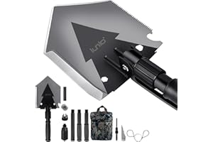 Iunio Military Portable Folding Shovel [38 inch Length] and Pickax with Tactical Waist Pack all-in-1 Army Surplus Multitool Tactical Spade for Camping Hiking Backpacking Entrenching Tool Car Emergency