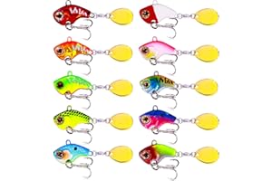 LAKIGOES Esca da Pesca con Coda Rotante 9g,10 Pezzi Esche Artificiali Spinning Trota, Esche da Pesca Spinning Fishing Spin Jig Set Fishing Set per Pesca in Acqua, Trota, Pesce Persico, Esche Luccio