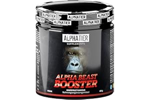 ‎ALPHATIER SUPPLEMENTS Pre-Workout BOOSTER - hochdosiert + vegan - Alpha Beast Shake - Koffein, Citrullin, L-Arginin, Creapure, ß-Alanin, Betain HCL - ALPHATIER BEASTMODE - Grapefruit-Geschmack 400 g