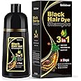 Black Hair Dye Shampoo for Gray Hair, Semi-Permanent Hair Color Shampoo for Women and Men, Herbal Ingredients, 3 in 1 100% Grey Coverage Natural herbal Ingredients (180 ML)